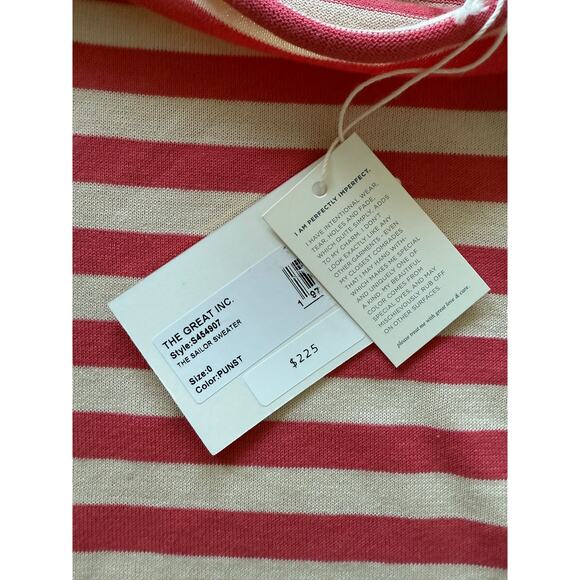 New The Great. The Sailor Sweater Size 0 Punch Stripe $225 - Picture 7 of 7